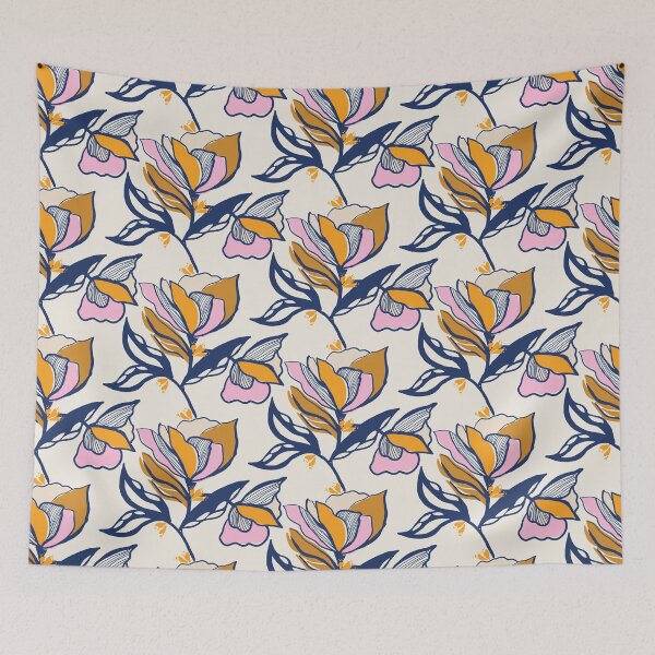 Artikelvorschau, Farbblock mit Blumen auf Creme entworfen und verkauft von Pattern-Design.