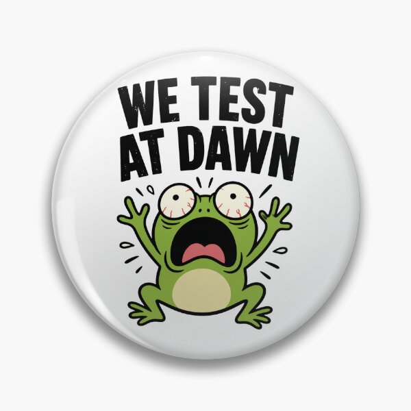 Item preview, We Test At Dawn Panic Frog, Funny Exam Stress Meme, Student Anxiety, Finals Week Chaos, Overwhelmed Frog designed and sold by VibeOffline Studio.