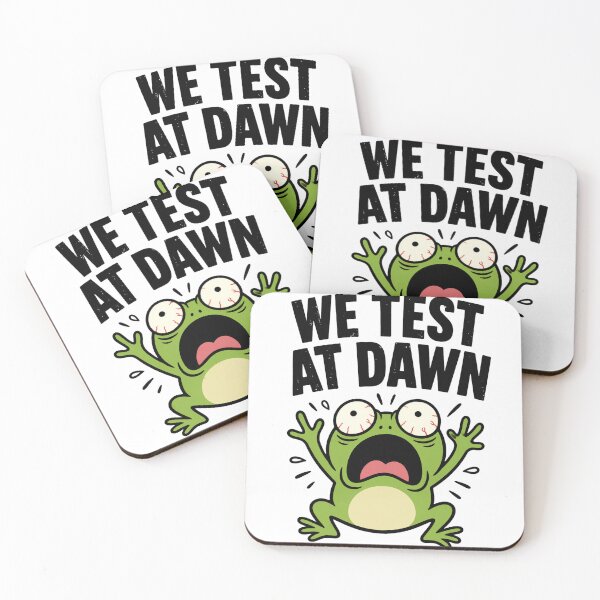 Item preview, We Test At Dawn Panic Frog, Funny Exam Stress Meme, Student Anxiety, Finals Week Chaos, Overwhelmed Frog designed and sold by VibeOffline Studio.