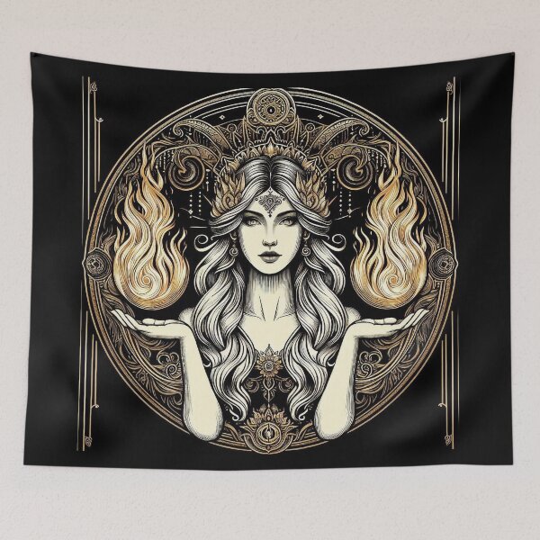 Item preview, Fire Goddess – Sacred Feminine Power, Gold Line Art designed and sold by Roberta Calabrese.