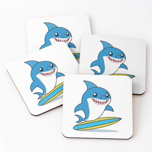 Item preview, Cute Cartoon Shark Surfing on Surfboard designed and sold by mjowsc.