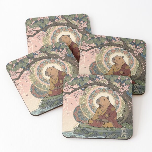 Item preview, Serenity Under the Cherry Blossoms: Capybara Buddha designed and sold by FatalMiaoooo.