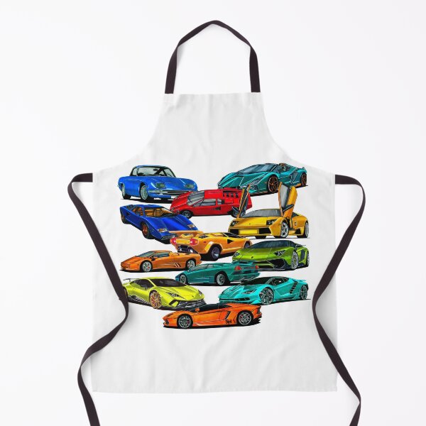 Item preview, Exclusive big collage drawing legendary italian cars blue 350 GT Coupe, red, yellow and blue Countach V12, yellow Murcielago V12, Diablo V12, Aventador V12, Centenario, Revuelto,  designed and sold by Cars23.