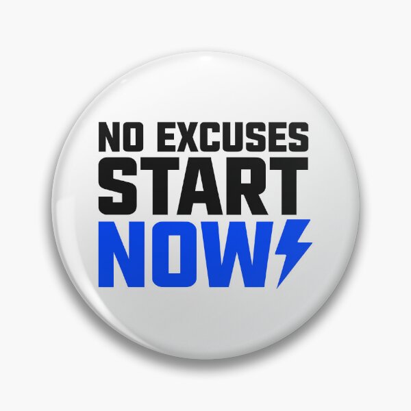 Item preview, Bold No Excuses Start Now Motivational Lightning Bolt Typography designed and sold by FunFitLife Studio.