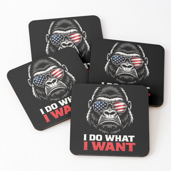 Item preview, Gorilla With American Flag Sunglasses, I Do What I Want, Patriotic Attitude, USA Pride, Bold Statement Design designed and sold by VibeOffline Studio.