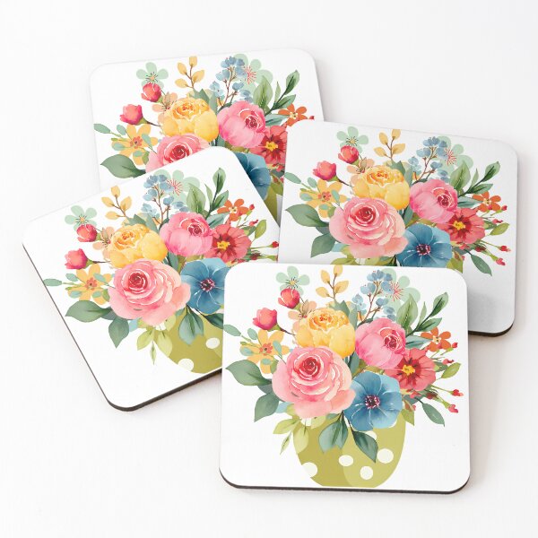 Item preview, Watercolor Floral Vase - Vibrant Rose and Anemone Spring Garden Art designed and sold by DesignArtist.ia.