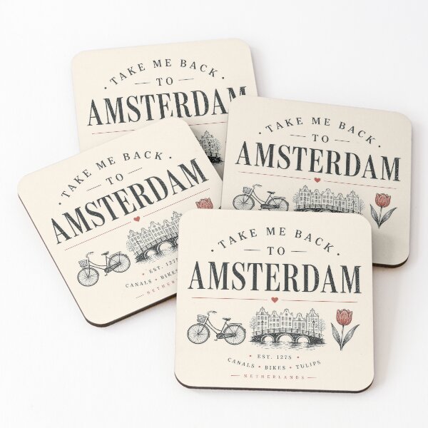 Item preview, Minimalistic design Amsterdam city canals tulips holland vibes bicycles  designed and sold by Kate1art.