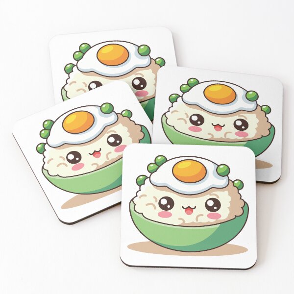 Item preview, Cute Kawaii Rice Bowl with Sunny-Side Up Egg and Peas designed and sold by mjowsc.