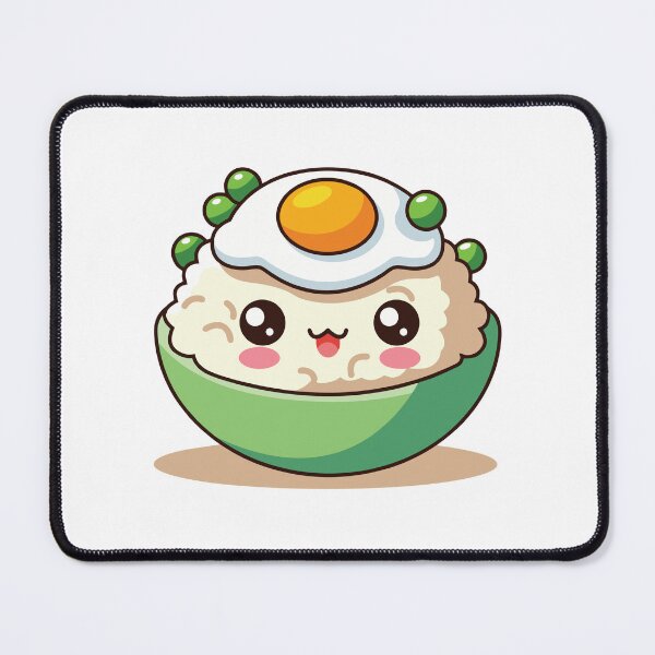 Item preview, Cute Kawaii Rice Bowl with Sunny-Side Up Egg and Peas designed and sold by mjowsc.
