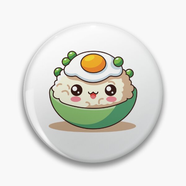 Item preview, Cute Kawaii Rice Bowl with Sunny-Side Up Egg and Peas designed and sold by mjowsc.