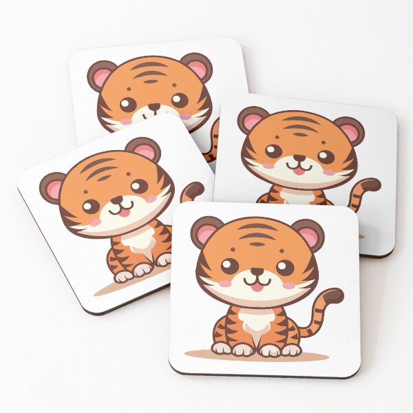 Item preview, Cute Sitting Tiger Cub Cartoon with Pink Cheeks designed and sold by mjowsc.