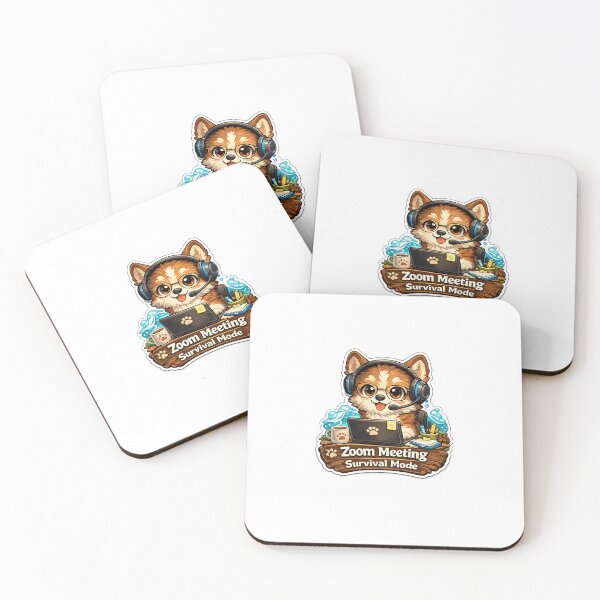 Item preview, Zoom Meeting Survival Mode – Funny Dog in Headset Sticker Design designed and sold by SparkVault.