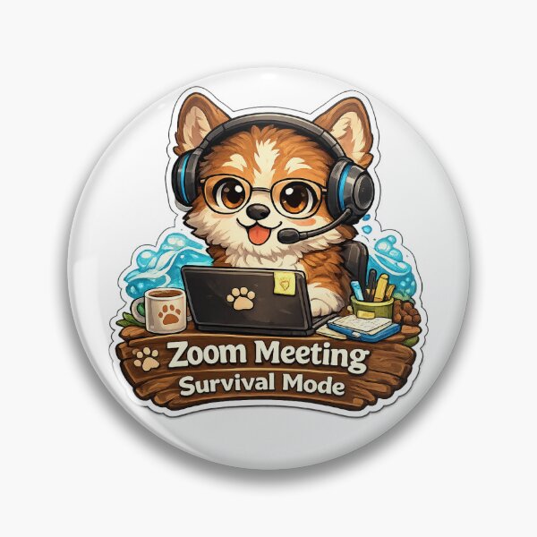 Item preview, Zoom Meeting Survival Mode – Funny Dog in Headset Sticker Design designed and sold by SparkVault.