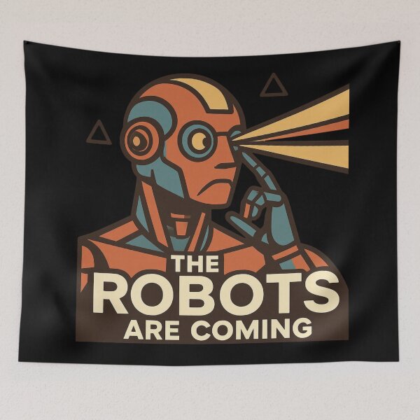 Item preview, Robot The Bots Are Coming AI Sci Fi Futuristic Android AI Tech Graphic Tee designed and sold by TEEJAMBOREE.