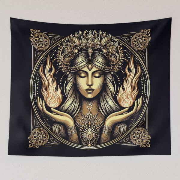 Item preview, Fire Goddess – Sacred Feminine Power, Gold Line Art designed and sold by Roberta Calabrese.
