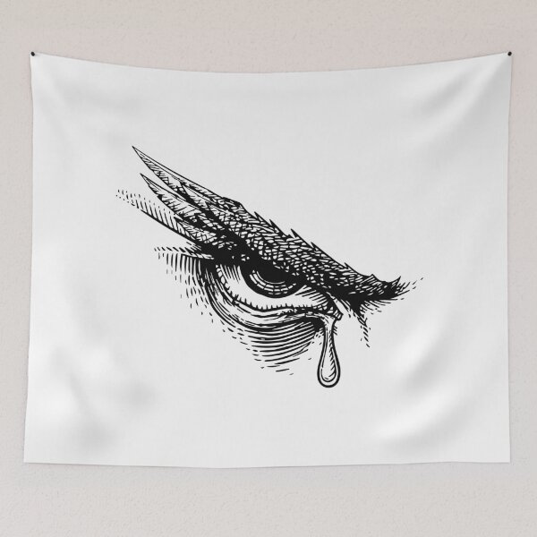 Item preview, Fallen Angel Crying Eye - Dark Aesthetic Woodcut Illustration designed and sold by LoFi-OG.