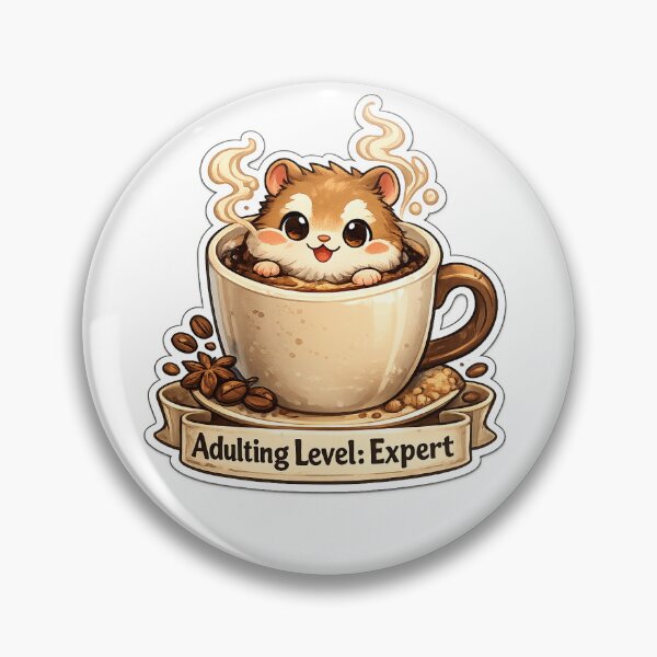 Item preview, Adulting Level: Expert – Cute Hamster in Coffee Mug Funny Sticker designed and sold by SparkVault.