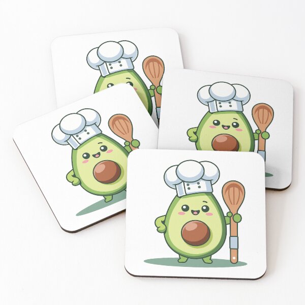 Item preview, Cute Avocado Chef with Wooden Spoon Cartoon designed and sold by mjowsc.