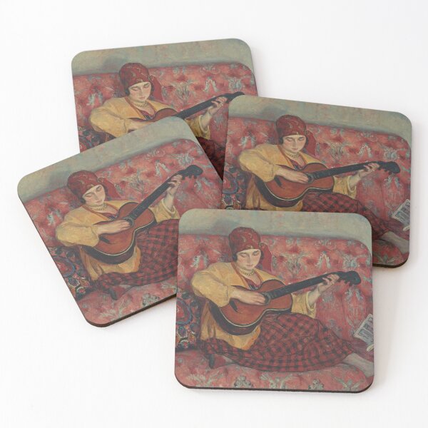 Item preview, Guitar Painting Impressionist Woman Music Vintage Art Lovers designed and sold by RickE.