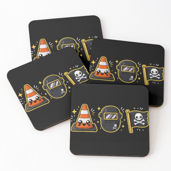 Item preview, Kawaii Safety Cone Welding Mask And Pirate Flag Cute Work Icons designed and sold by DuneHaicna.