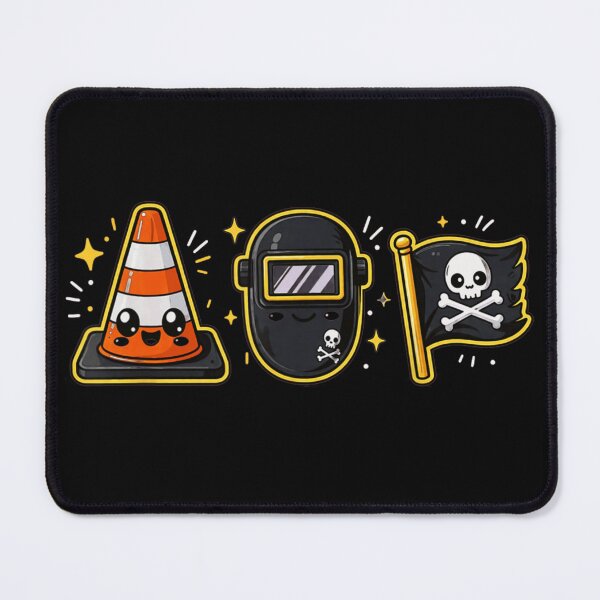 Item preview, Kawaii Safety Cone Welding Mask And Pirate Flag Cute Work Icons designed and sold by DuneHaicna.