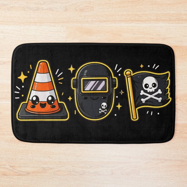 Item preview, Kawaii Safety Cone Welding Mask And Pirate Flag Cute Work Icons designed and sold by DuneHaicna.