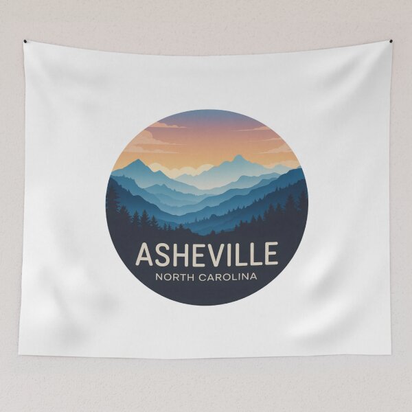 Item preview, Asheville North Carolina: Blue Ridge Mountains Circle Art designed and sold by CircinusStore.