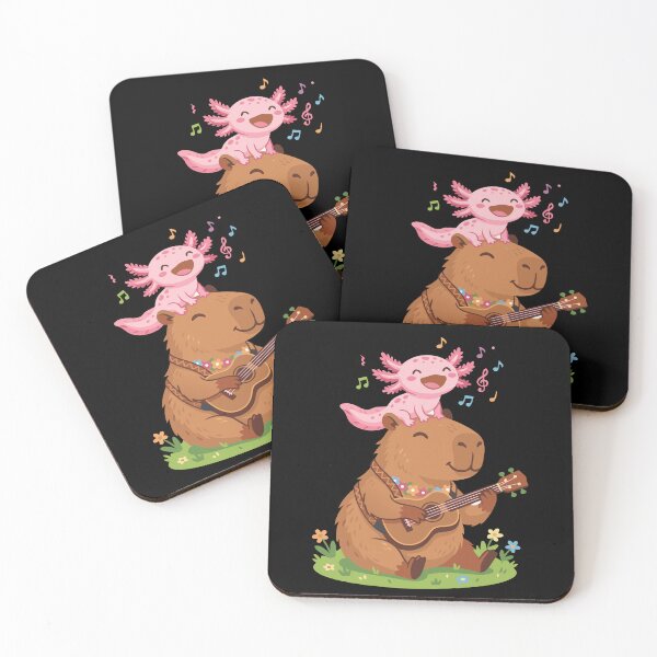 Item preview, Funny Capybara playing ukulele and Axolotl singing Kawaii Boys Girls Kids designed and sold by Colorfulman.