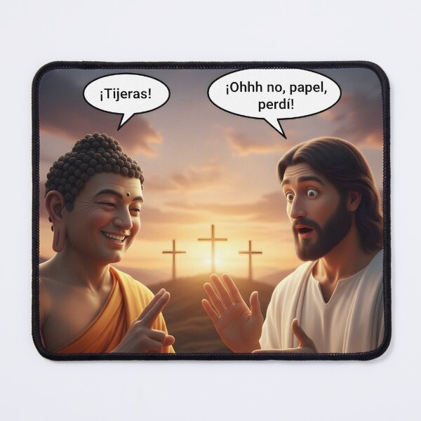 Item preview, Buddha vs Jesus – Rock Paper Scissors Funny Meme Design designed and sold by Idrojibz.