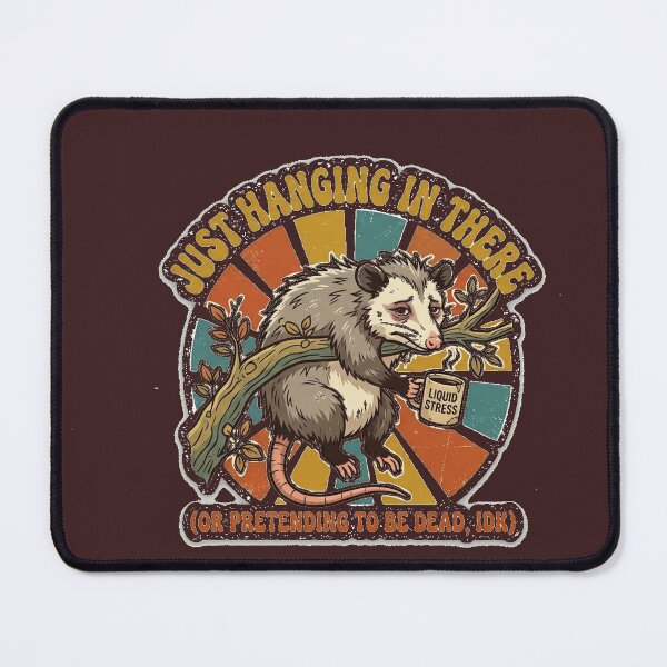 Item preview, Just Hanging In There - Funny Sarcastic Opossum Retro Meme designed and sold by MCUL.