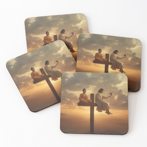 Item preview, Two Wise Gurus – Selfie vs Meditation Funny Meme Design designed and sold by Idrojibz.