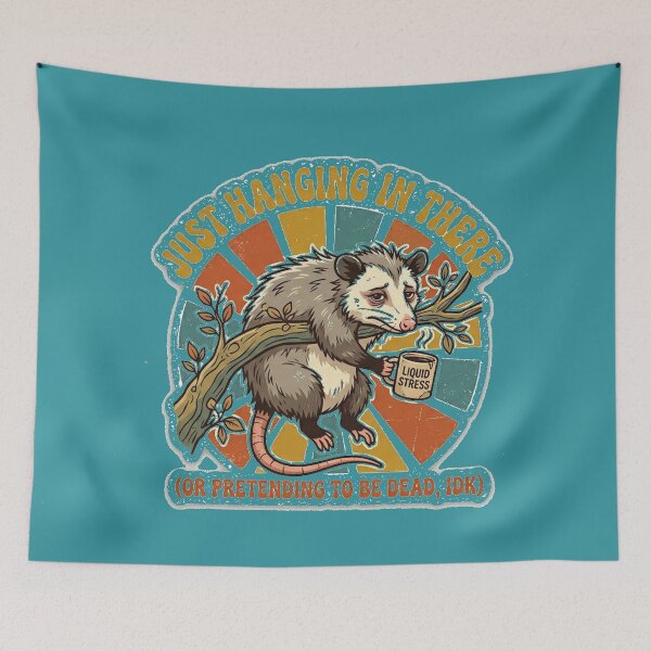 Item preview, Just Hanging In There - Funny Sarcastic Opossum Retro Meme designed and sold by MCUL.