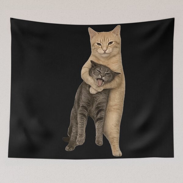 Item preview, Funny Orange Cat Hugging Grumpy Grey Cat Cute Wholesome Pet Humor designed and sold by Serene woods.