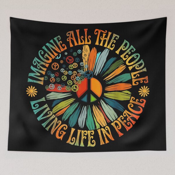 Item preview, Imagine All The People Living Life In Peace Retro 70s Sunflower designed and sold by Serene woods.