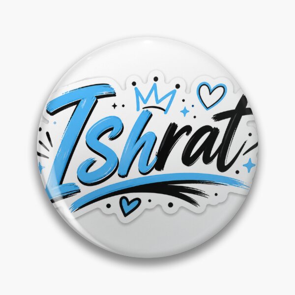 Item preview, Ishrat Name Sticker | Sky Blue & Black Aesthetic Typography Design | Stylish Custom Name Art designed and sold by Ishratparween11.