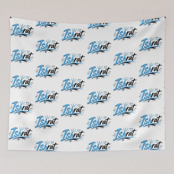 Item preview, Ishrat Name Sticker | Sky Blue & Black Aesthetic Typography Design | Stylish Custom Name Art designed and sold by Ishratparween11.