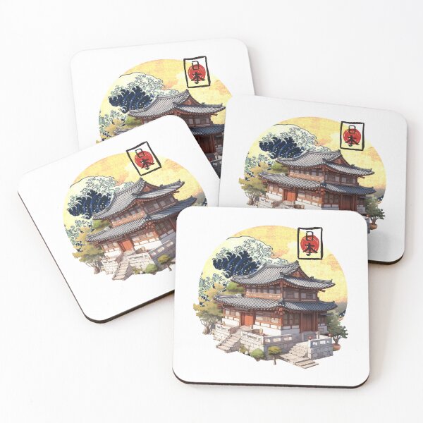 Item preview,  Vintage Japanese Temple & Ocean Wave Illustration  designed and sold by yuki-hana.