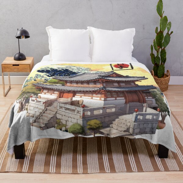 Item preview, Vintage Japanese Temple & Ocean Wave Illustration designed and sold by yuki-hana.