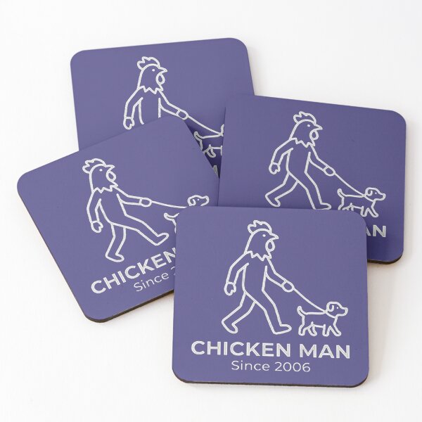 Item preview, Chicken Man walking the dog - white logo designed and sold by Chicken Man Designs.