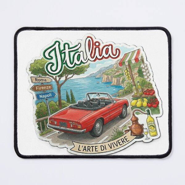 Item preview, Vintage Italy Coast Road Trip - Retro Alfa Romeo Aesthetic designed and sold by SohibArt.