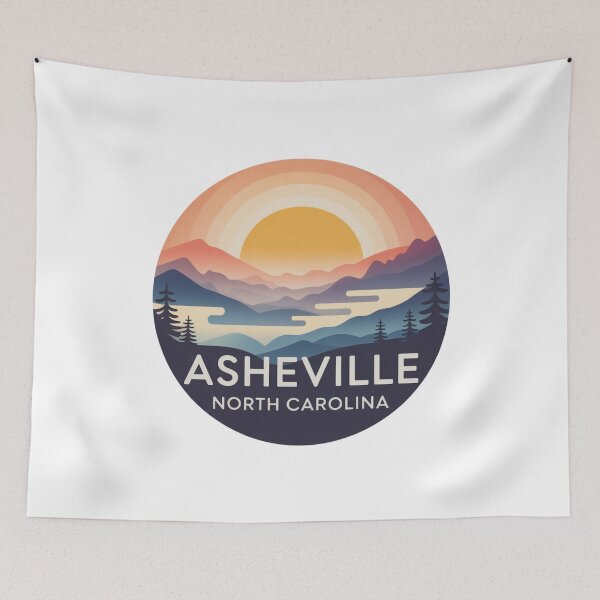 Item preview, Asheville North Carolina: Layered Mountain Circle Art designed and sold by CircinusStore.