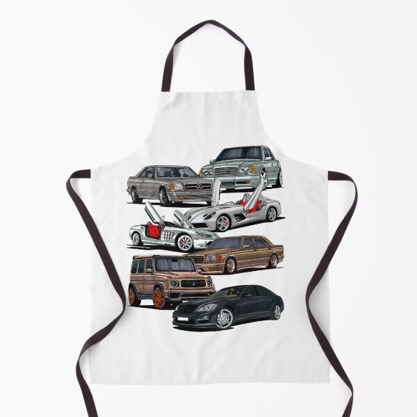 Item preview, Exclusive big collage drawing legendary cars MB 500 W126 SEC Coupe V8, MB E500 W124 V8, MB SLR Stirling Moss speedster Z199, MB SLR R199, MB 560 SEL W126 V8, SUV MB G-Wagen W463, MB S65 W221 V12 designed and sold by Cars23.