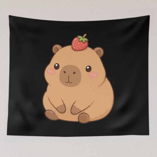 Item preview, Cute Capybara Strawberry Kawaii | Adorable Chubby Capybara Cartoon | Cute Animal Aesthetic designed and sold by stylishdzign.