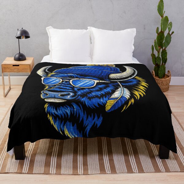 Item preview, Cool Buffalo Bison With Blue Beanie Sunglasses And Feather Retro Art designed and sold by Daisy Grimes.