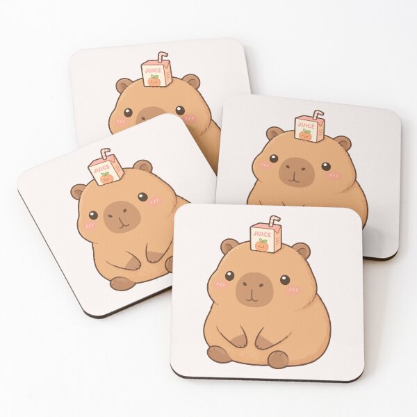 Artikelvorschau, Niedlicher Capybara-Saft im Kawaii-Stil | Entzückendes, pummeliges Capybara mit Getränk | Niedliche Tier-Cartoon-Ästhetik entworfen und verkauft von stylishdzign.