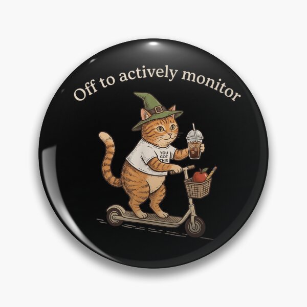 Item preview, Off To Actively Monitor Cute Cat On Scooter With Iced Coffee designed and sold by Daisy Grimes.