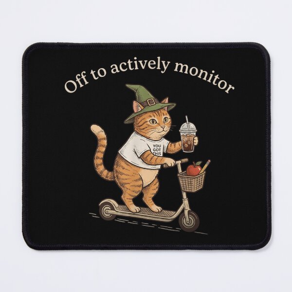 Item preview, Off To Actively Monitor Cute Cat On Scooter With Iced Coffee designed and sold by Daisy Grimes.