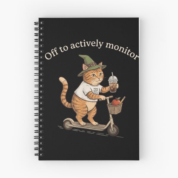 Item preview, Off To Actively Monitor Cute Cat On Scooter With Iced Coffee designed and sold by Daisy Grimes.