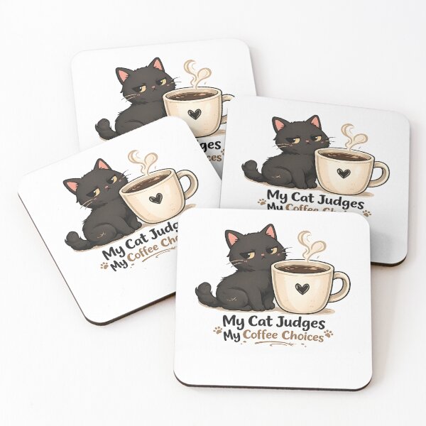Item preview, Funny Black Cat Coffee Sticker – My Cat Judges My Coffee Choices Cute Cat Lover Gift designed and sold by StickoStore.