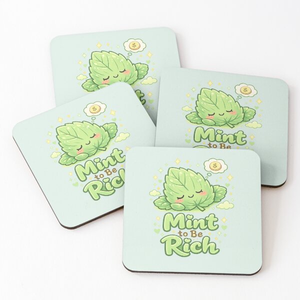 Item preview, Cute Mint Leaf Dreaming "Mint to Be Rich" | Kawaii Aesthetic Cozy Green Illustration designed and sold by PopCulturePixel.